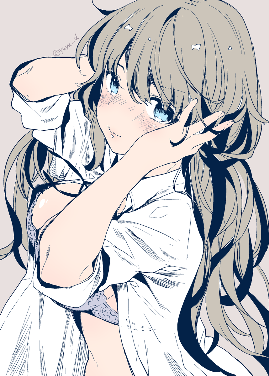「なんとなく手で二つ結びにしたら気恥ずかしくなっちゃったやつ 」|一乃ゆゆ/Yuyu Ichinoのイラスト