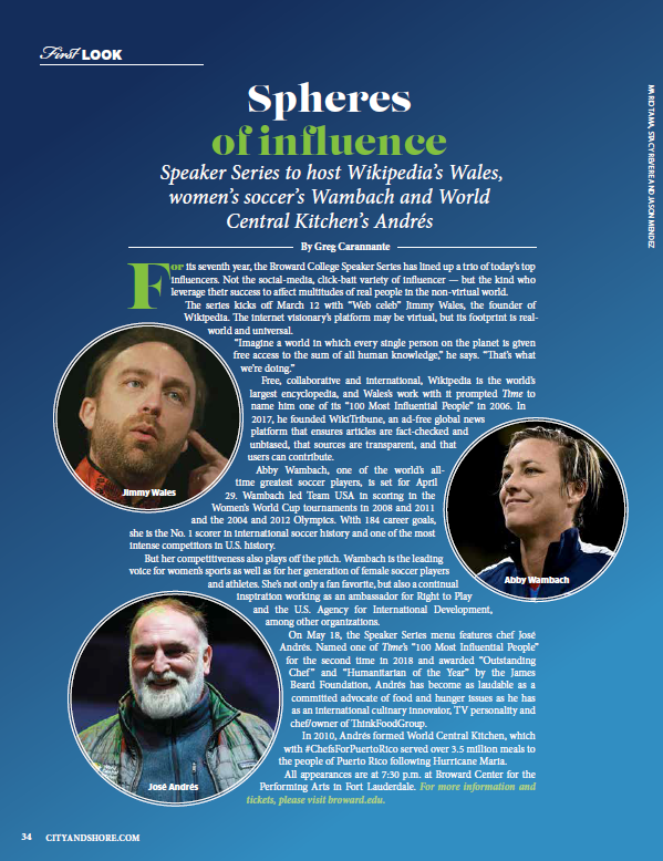 CityAndShore's tweet photo. For its seventh year, @BCSpeakerSeries lines up a trio of top influencers: #JimmyWales, founder of #Wikipedia, soccer great #AbbyWambach and humanitarian #ChefJoseAndres, https://t.co/bKDDPr8WVV https://t.co/wfJWVX4BPR