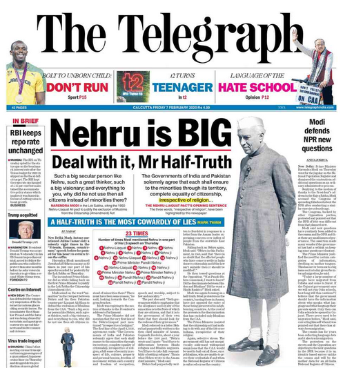 ttindia's tweet photo. Front Page: Modi cannot complete a speech without mentioning Nehru. Modi cannot complete a speech without blaming Nehru.

READ: https://t.co/XI3p7AqnRs https://t.co/0avu9nhOEc