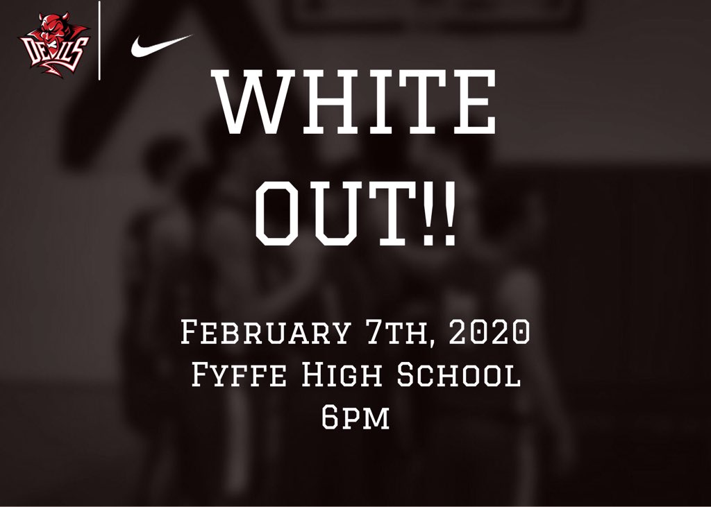 fyffeboyshoops's tweet photo. AREA CHAMPIONSHIP VIBEZZZZ! Everyone please wear white to the game tonight as the Red Devils defend their court against the North Sand Mountain Bison. The loudest and craziest fan in the student section will win a 20$ Taco Bell gift card. (Must be wearing white to win) #gbr #frc https://t.co/LXWZHQdckb