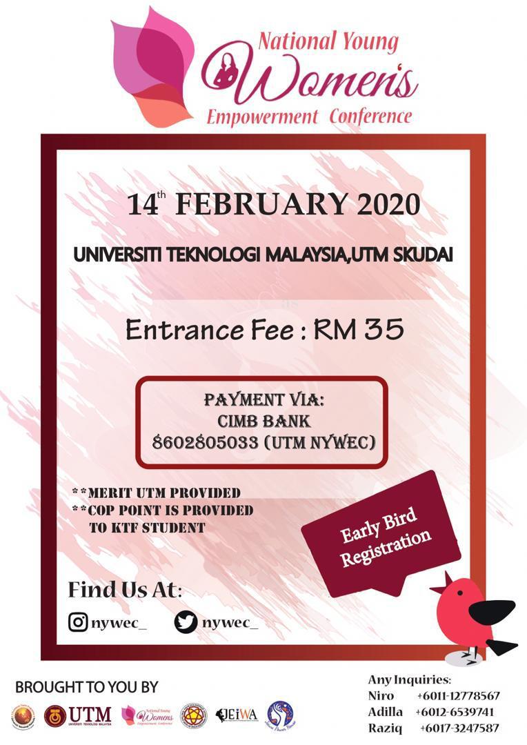nywec_'s tweet photo. 7 days to go! Aren't you excited ?!
Haven't registered yet ? Visit our pinned tweet to get the link 😉

#nywec
#nywecshares
#womenempowerment
#utmawesome
#utmskudai
#5etp
#jkmktf https://t.co/CUv2SyBPse