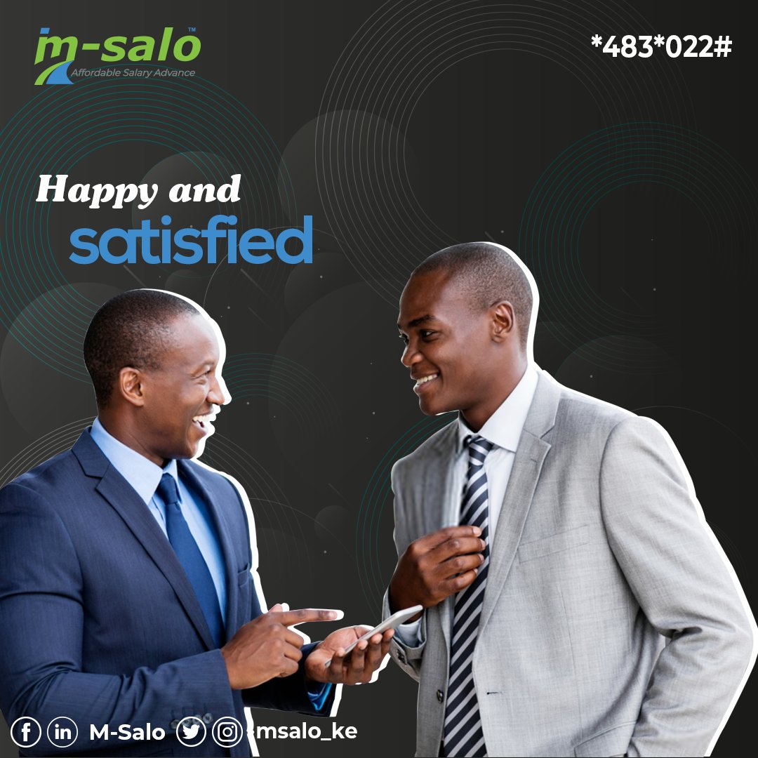 Msalo_Ke's tweet photo. Make your employees happy and satisfied by partnering with us for M-Salo-Affordable Monthly Salary Advancements done from the comfort of their phones.

Call Today: 0727 224060/0734 224060

 #fintech #digitallending
#financialliteracytraining
#Simple #Quick #Convenient https://t.co/B5amUIHRnV