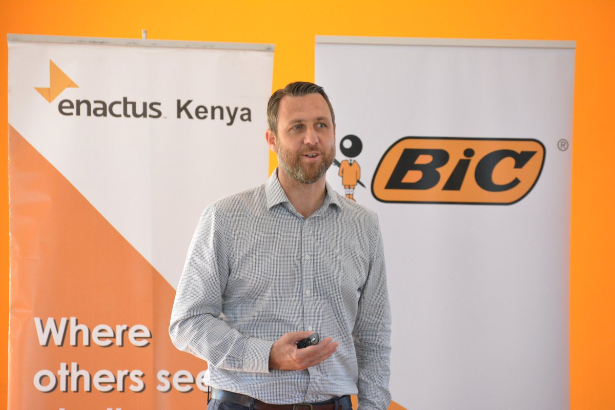 EnactusKenya's tweet photo. Bic East Africa Deputy General Manager Michael Sinclair makes an opening speech at the Bic Education Challenge @enactusmmu @enactusjooust @enactusmoi @EnactusEgerton @enactusMoi West campus #EnactusKeBicChallenge 
@PaigeMaina
 @ShikwatiJames
 @BICGroup https://t.co/uPGqLakfva