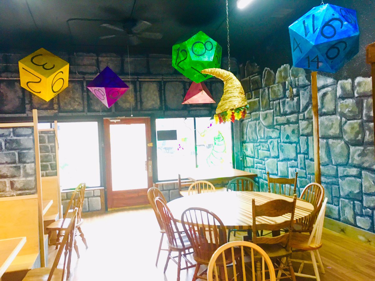 DragonsKeepPDX's tweet photo. @matthewmercer Hi! We have a #TTRPG #cafe in #PDX where you can play #games, take classes, do crafts, buy #minis, #dice, and #crafting supplies. We serve #wine, #beer on tap, #hotchocolate, #soda, #tea and snacks! 💜 https://t.co/e7I4WqxekK