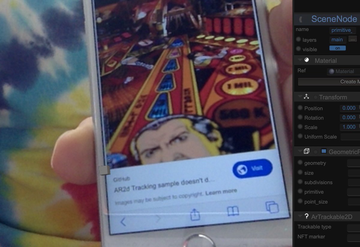 thor_bux's tweet image. Do you remember this picture with the tiny cube at the bottom left of the pinball image. I just discovered that it has a huge offset when I close my dev-tools 🙁. Feeling a bit devastated right now. 😖 #jsartoolkit #nft #arstudio