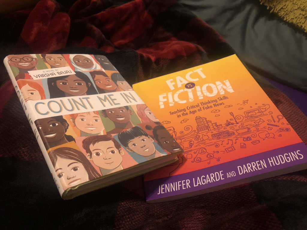 stephbville's tweet photo. Cold night. Warm blanket. Fuzzy socks. Reading for pleasure and reading for growth...but can you tell which is which??!? โค๏ธ #lovemyjob #interchangable https://t.co/1312GLnXSz