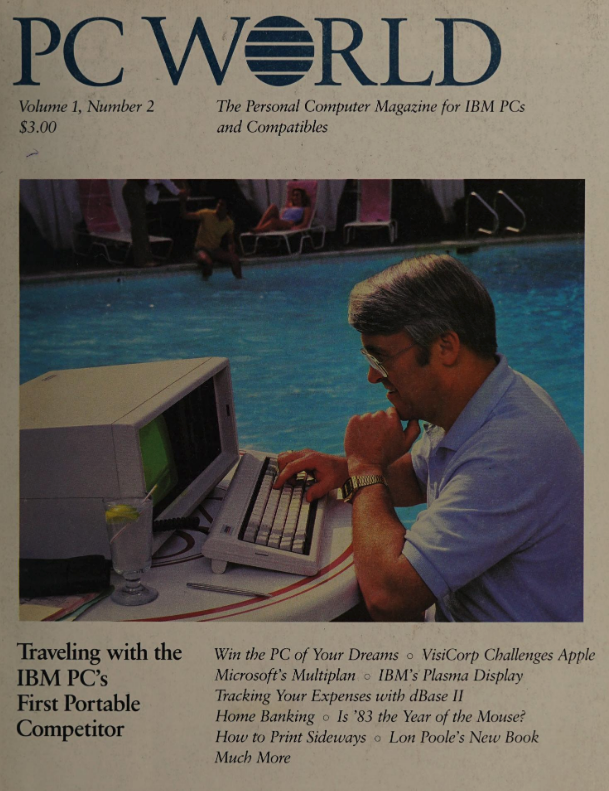Digital nomad advert in 1983 - cool to see that the dream of working by the pool / beach was already a thing almost 40 years ago!

I wonder what online course he's selling.