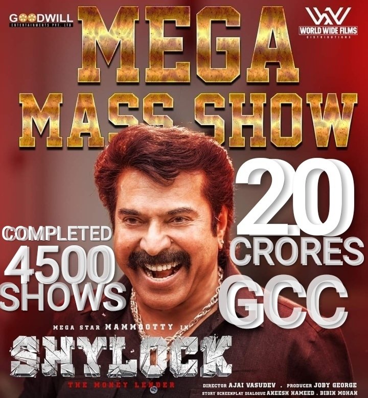 BOanalystteam's tweet photo. #shylockRulingBoxoffice
#ShylockHits50CRClub

@mammukka #Rajkiran #Shylock Having A Dream Run At Middle East 

Film Had Completed 4500 Shows In 15 Days and As Per Sources #Shylock Crossed 20 Cr From Gulf Market Alone

Film Continues With 80 +Shows in Its 3rd Week.

Excellent Hold https://t.co/MKtQnXNxtC