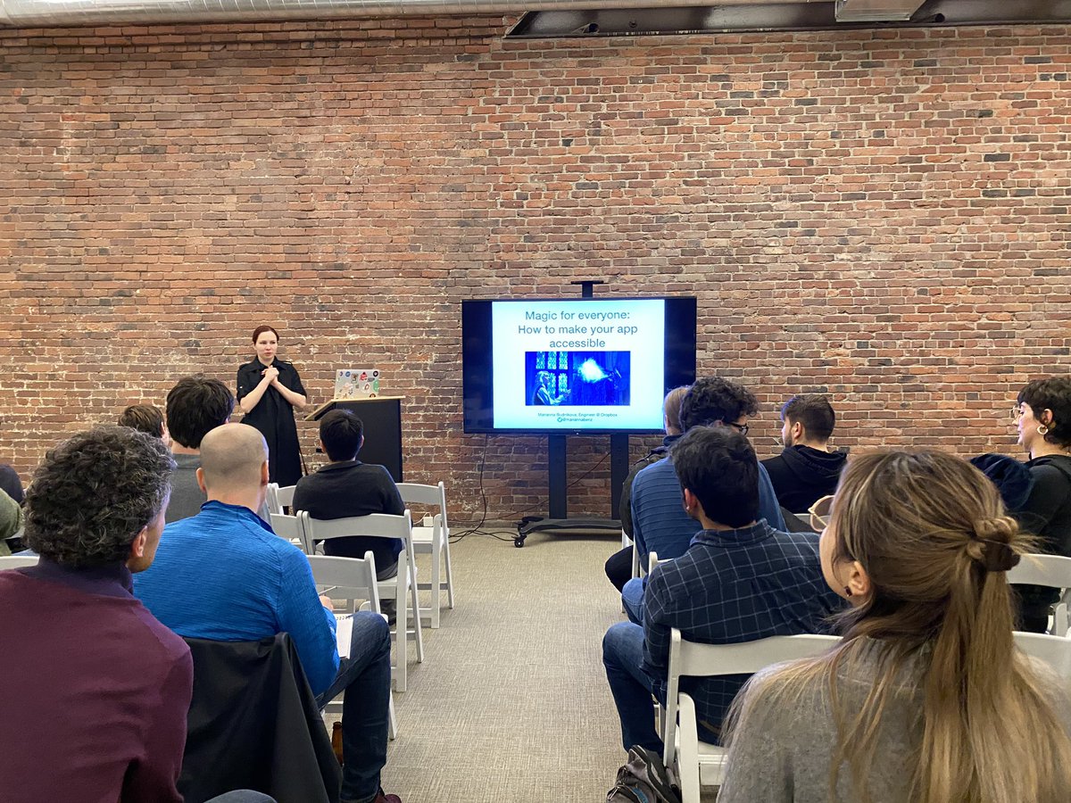 Applause for @mariannabenz and her talk „Magic for everyone - how to make your app accessible”! ✨

#MobileTea #Seattle #SeattleTech #WomenInTech #Accessibility