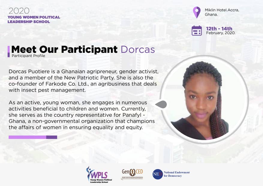Sikika_Afrk's tweet photo. Republic of Ghana is next! 

The Gender Centre for Empowering Development (@GenCEDgh), West Africa will kick-start her #YWPLS training program for young women politicians from 12th -14th February, 2020. 

Meet our participant: @dorkkyahass is a member of @NPP_GH. @IDEGGhana https://t.co/be6ecDqRhk
