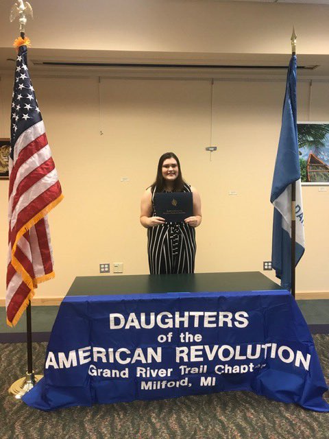 PaulGmelin's tweet photo. Congratulations to Senior, Colleen Drake who was awarded the DAR (Daughters of the American Revolution) Good Citizen Award. 
Colleen was presented with a pin and certificate at a ceremony last weekend! https://t.co/bIHBFxAhcc