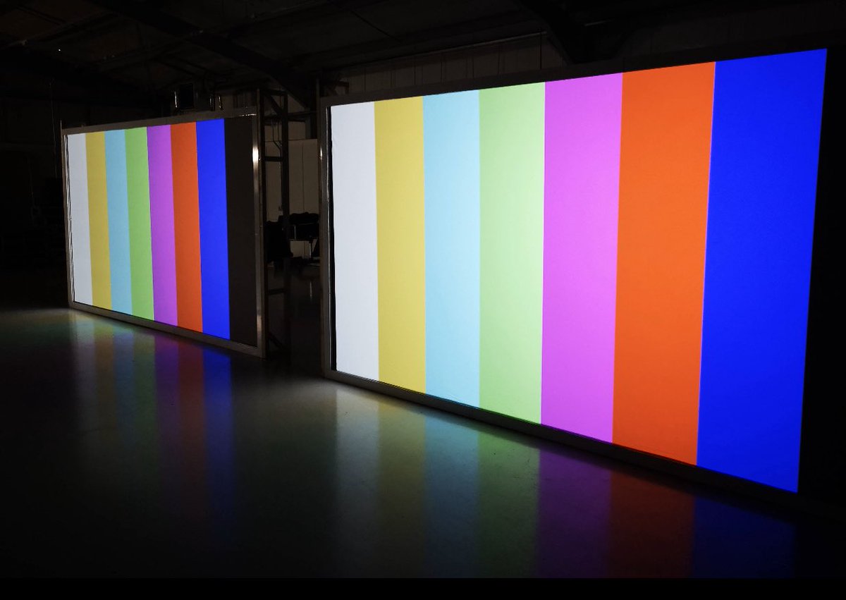 It’s a screen test day in the warehouse, with colour bars on a super scale. Our @PanasonicUK projectors doing what the do best  #videoprojection