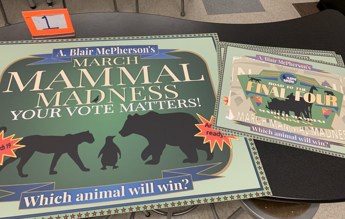 scimann's tweet photo. Getting closer! Next week students select their animals! This year's format-animals will battle against each other based on a characteristic! Students will need your vote! Stay tuned…@arllennium @mightymindsabm @Shanruddy13 @vbscienceninja @SciGeekJulie @CSIchar #MightyMadness https://t.co/w1ghdoIUic