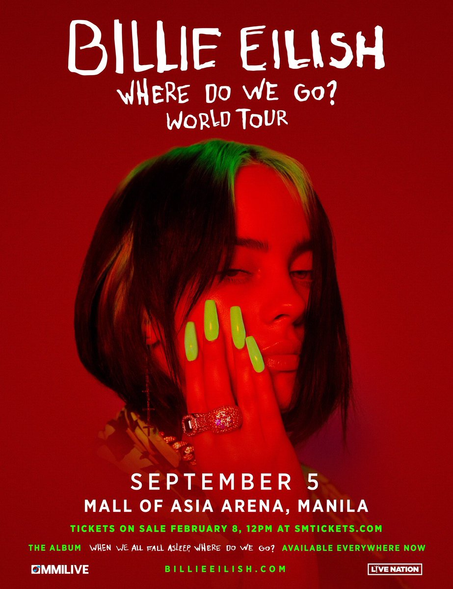 RPsAngels's tweet photo. Tickets for #BillieEilishMNL will be out tomorrow, Feb 8 at 12nn via https://t.co/4KfyPLSIOG + outlets ✨

Check out the prices, seat plan, &amp; ticket purchase guidelines below 👇🏻👇🏻👇🏻

Brought to you by ms. @itsarpee @mmilive @LiveNation 💙

#billieeilishasia #MMILIVE2020 https://t.co/PXqQqrLaRc