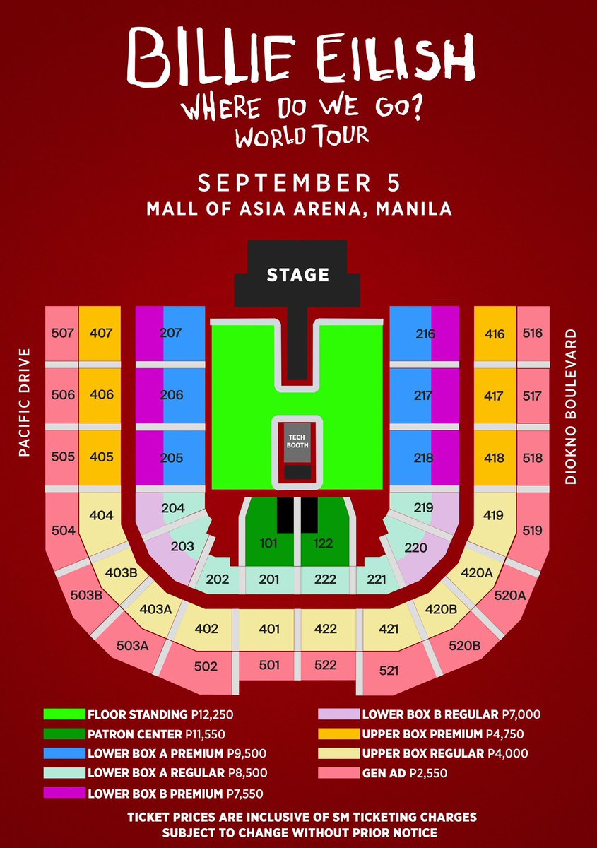 RPsAngels's tweet photo. Tickets for #BillieEilishMNL will be out tomorrow, Feb 8 at 12nn via https://t.co/4KfyPLSIOG + outlets ✨

Check out the prices, seat plan, &amp; ticket purchase guidelines below 👇🏻👇🏻👇🏻

Brought to you by ms. @itsarpee @mmilive @LiveNation 💙

#billieeilishasia #MMILIVE2020 https://t.co/PXqQqrLaRc