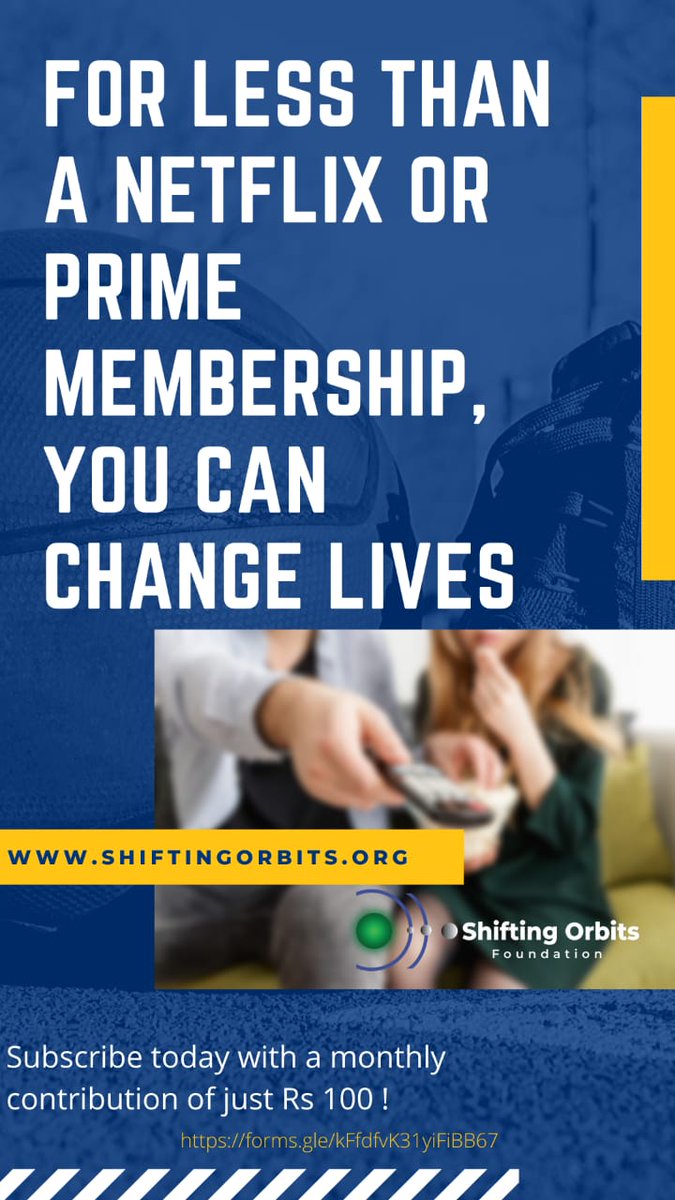 With a contribution of as less as Rs 100 a month, you can help us change the destiny of families and their future generation! That's less than a Netflix or Prime membership!

Subscribe today by filling in this quick form at forms.gle/kFfdfvK31yiFiB…
