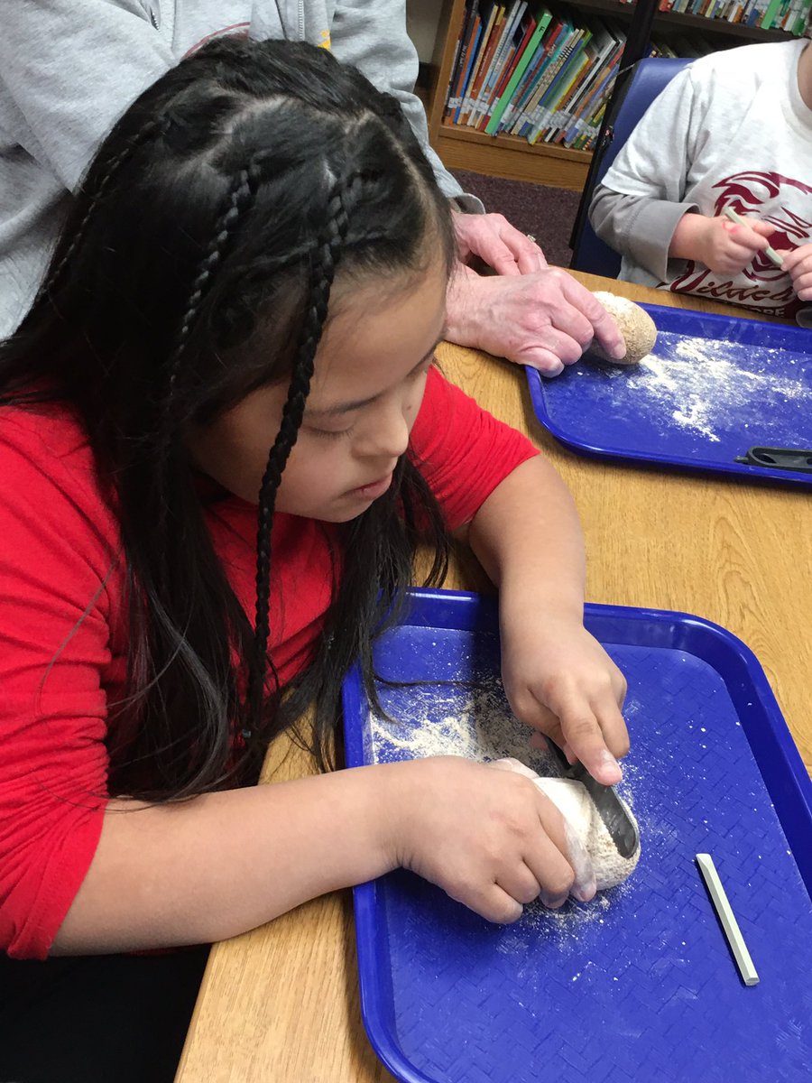 Future archaeologist and paleontologists working on freeing the dinosaur remains. Working our small motor and having fun. <a href="/D45Schools/">School District 45</a> #wedonttaketheeasyroute