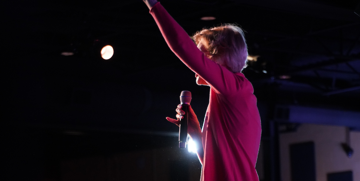 Elizabeth Warren at the Derry town hall.