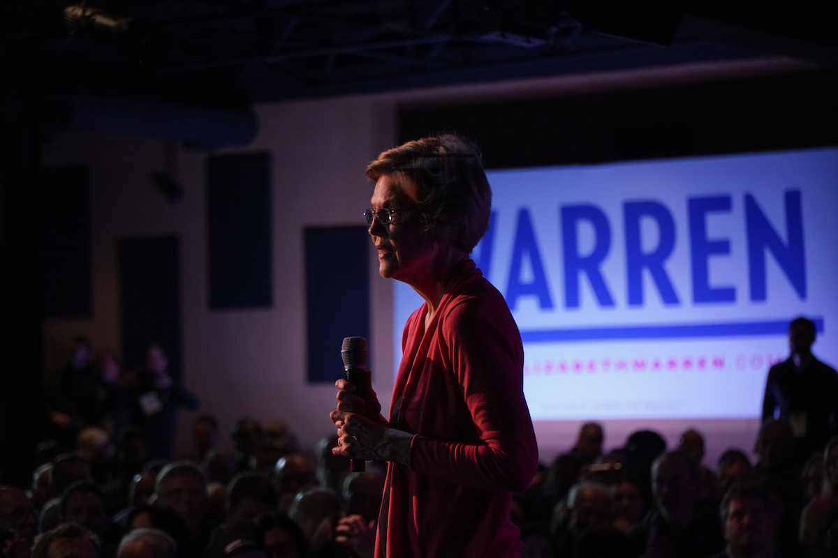Elizabeth Warren at the Derry town hall.