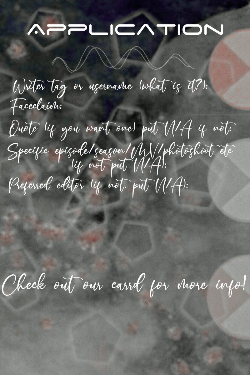 Wᴇʟᴄᴏᴍᴇ ᴛᴏ Eᴄʟɪᴘsᴀʀᴇᴏɴ Eᴅɪᴛs!🌙

       Cʜᴇᴄᴋ ᴀɴʏ ᴀᴅᴅɪᴛɪᴏɴs ᴛᴏ
     ʀᴜʟᴇs/ᴛʜᴇ ᴀᴘᴘ ɪɴ ᴛʜᴇ ᴄᴀʀʀᴅ 
          ʙᴇʟᴏᴡ ʙᴇғᴏʀᴇ ᴍᴀᴋɪɴɢ 
                     ʀᴇϙᴜᴇsᴛs

       eclipsareonedits.carrd.co

   DMs ᴀʀᴇ ᴏᴘᴇɴ ғᴏʀ ʀᴇϙᴜᴇsᴛs﹗