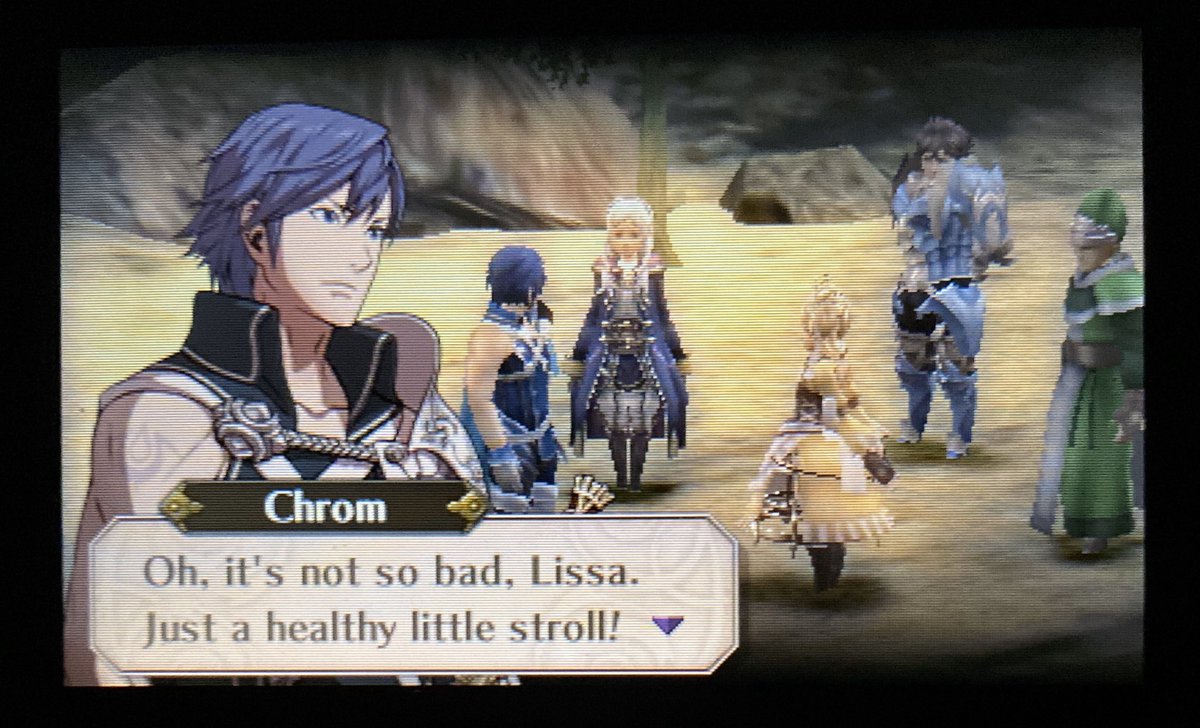 HE REALLY DID THATLissa: my feet hurt chrom, I have so many blisters :’(chrom: that’s too bad, suck it uprobin: my legs are tired :(chrom: i can carry you 