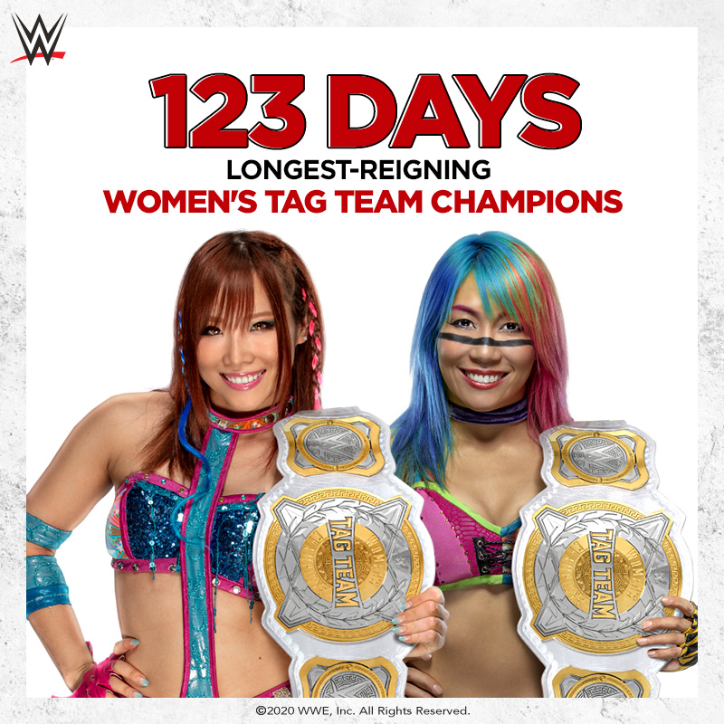 WWEIndia's tweet photo. The #KabukiWarriors are now your longest-reigning @WWE Women’s Tag Team Champions! 

Congratulations, @KairiSaneWWE &amp; @WWEAsuka! https://t.co/nG5NC2ykt1