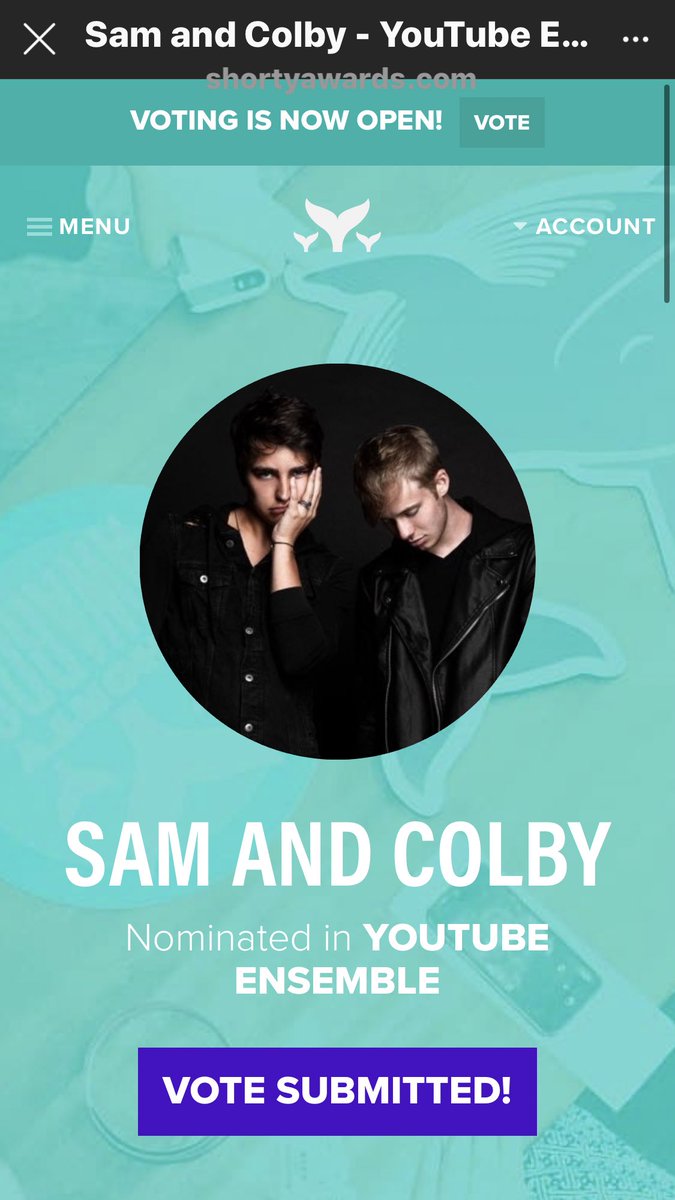 BabeShawn98's tweet photo. @SamGolbach @ColbyBrock  @SamandColby  GUYS GO VOTE FOR THEM! #colbybrock #samgolbach #samandcolby #Samandcolbyshortyawards! ❤️  (https://t.co/zjkbaYpZl5) https://t.co/fxyFX5Vmt8