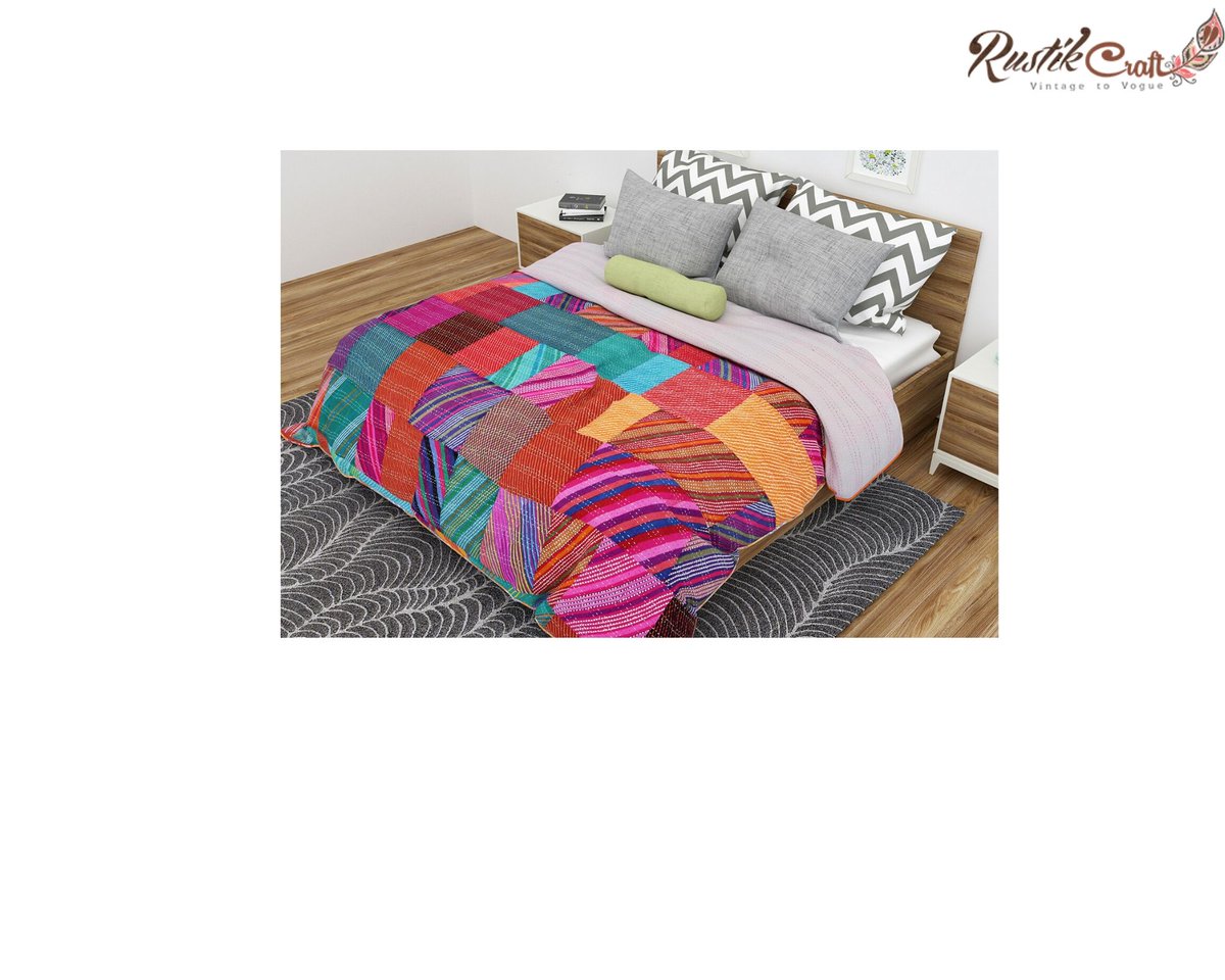 RustikCraft's tweet photo. This Patchwork kantha Bedspread is completely handmade using patches of 100% pure Lahariya Printed Soft Cotton. #bedspread #bedcover #quilt #softcottonbedcover #purecottonbedsheets #bedsheets Shop Now !! https://t.co/NzkkIZHNEp https://t.co/zhHZ9p8p15