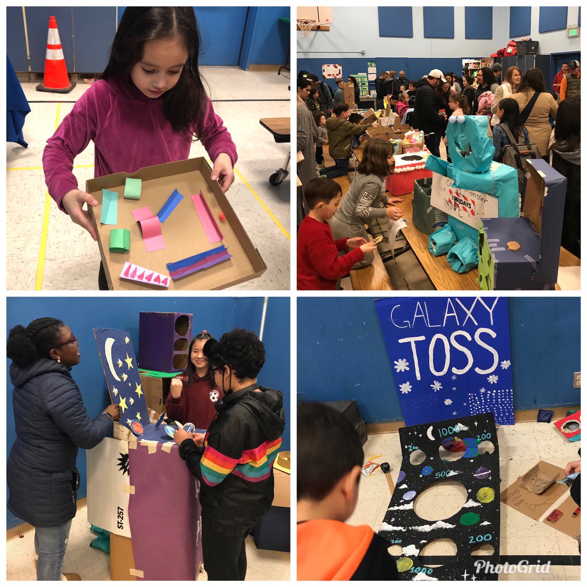 NautilusK8's tweet photo. We had 448 family members plus 27 staff members sign in at tonight’s @NautilusK8 STEAM Night - Cardboard Arcade!  475 people in our gym celebrating our engineers!!!  @FWPS210 @jmillerFWPS @eakessp @FWPSMcAnalloy #FWPSProud #FWPSGoal4 https://t.co/XrwzsuS5Ac