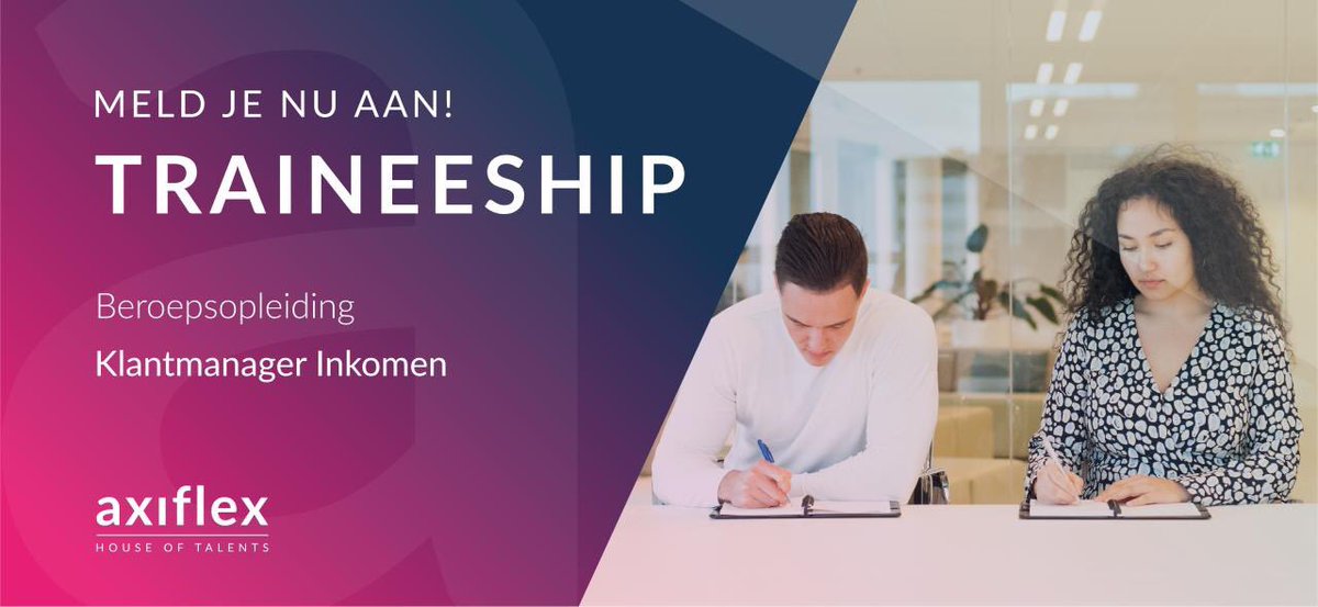 AxiflexBV's tweet image. Heb jij een Hbo-opleiding SJD of HBO-rechten?

Je krijgt de unieke kans om kennis te maken met het werkveld van de sociale zekerheid, en je hierin verder te ontwikkelen!

#traineeship #klantmanagerinkomen #werkenbijdegemeente #sjd
 
bit.ly/373hrWP