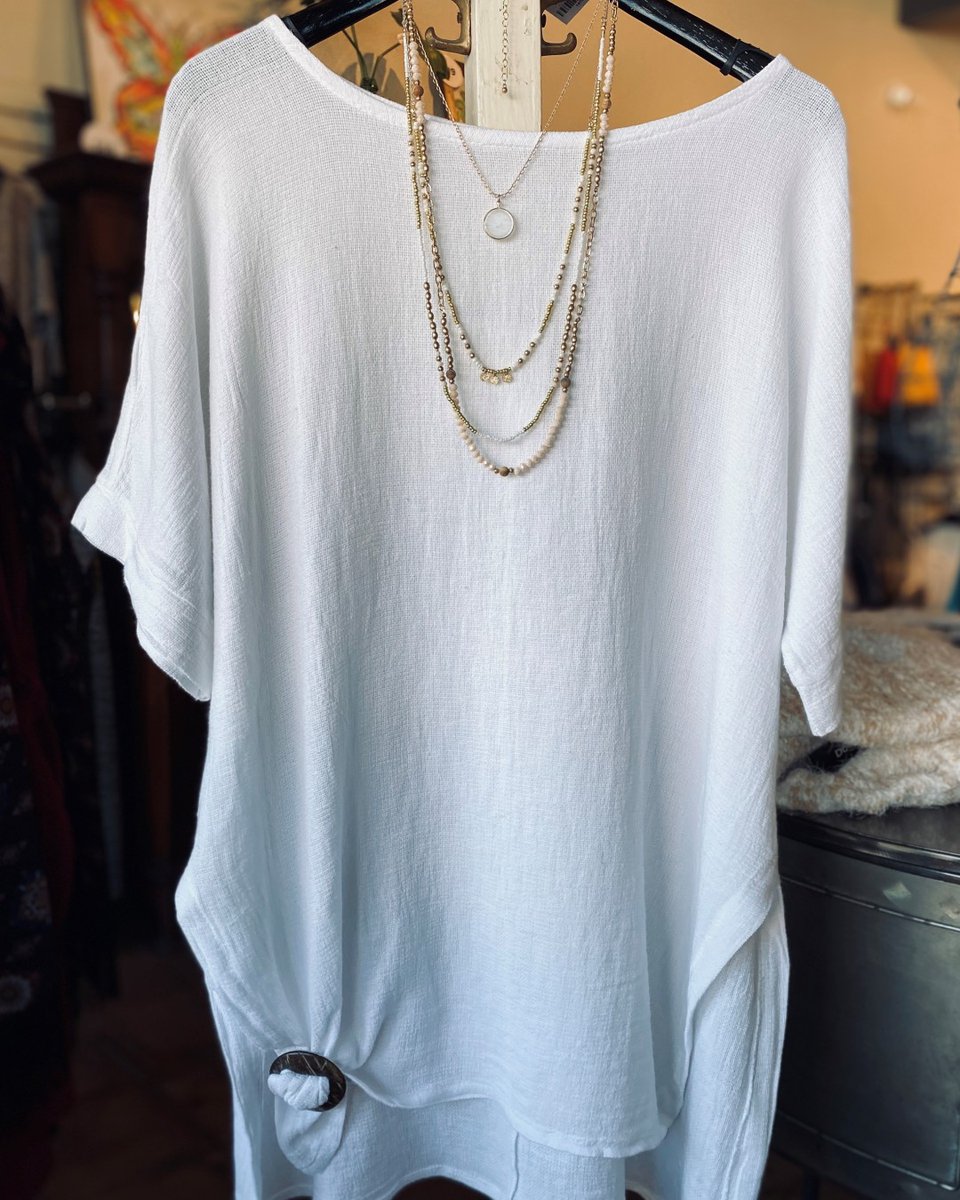 The Posh Pineapple White Linen Top