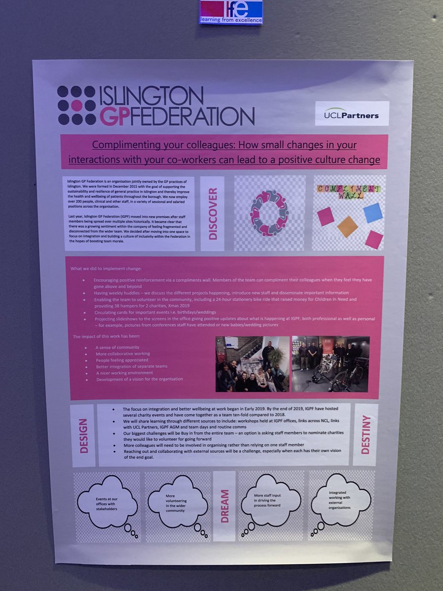 Really great to be in Birmingham today for #lfe3 - and here are posters from two of the @UCLPartners Learning from Excellence Community of Practice!