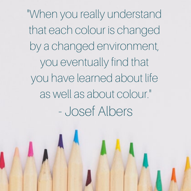 KarenHaller's tweet photo. "When you really understand that each colour is changed by a changed environment, you eventually find that you have learned about life as well as about colour." - Josef Albers #colourquote #colourpsychology https://t.co/CyuD2EfG75