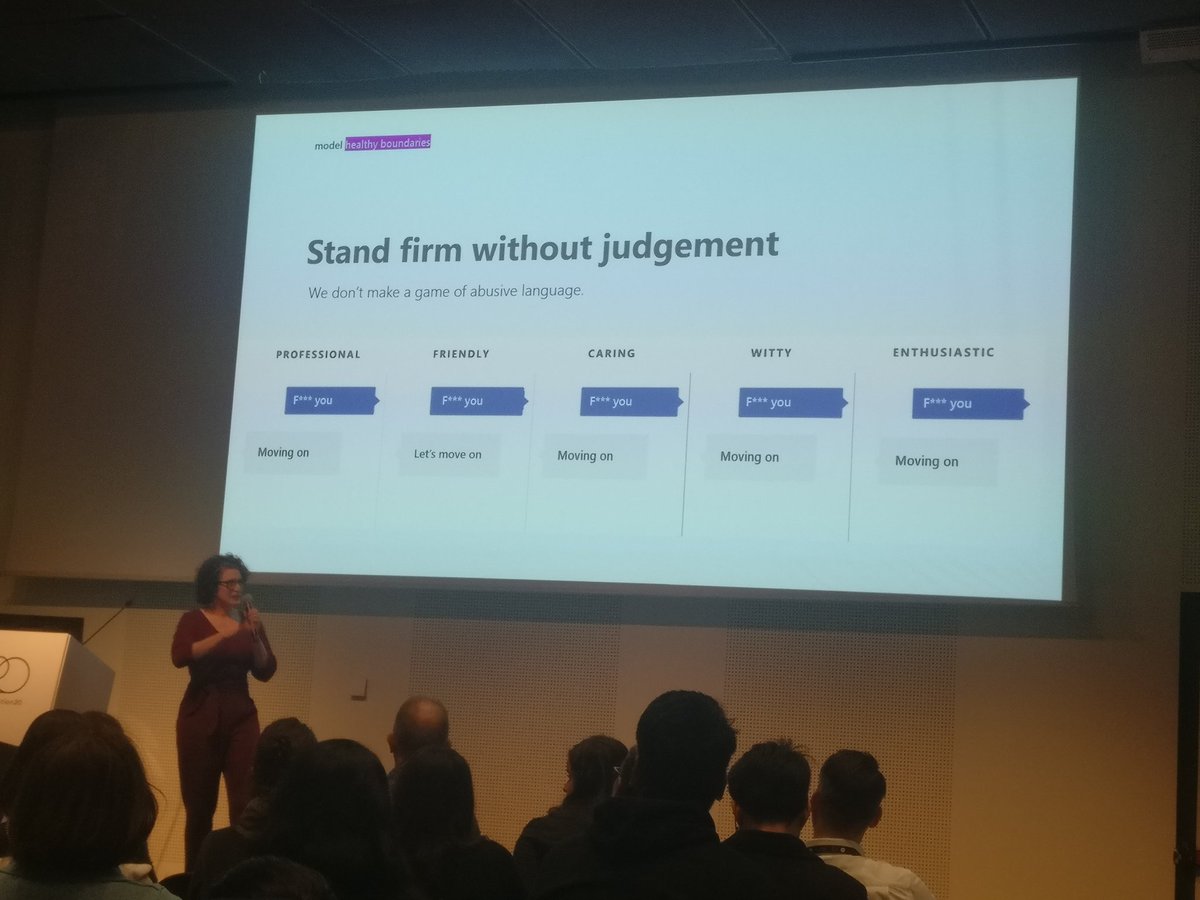 People might not always feel comfortable to push back when someone says something abusive, but bots can and should - <a href="/deborah_who/">Deborah Harrison</a> on responsible conversation design. <a href="/ixdconf/">Interaction Week</a> #interaction20 #ixd20 #anewdawn