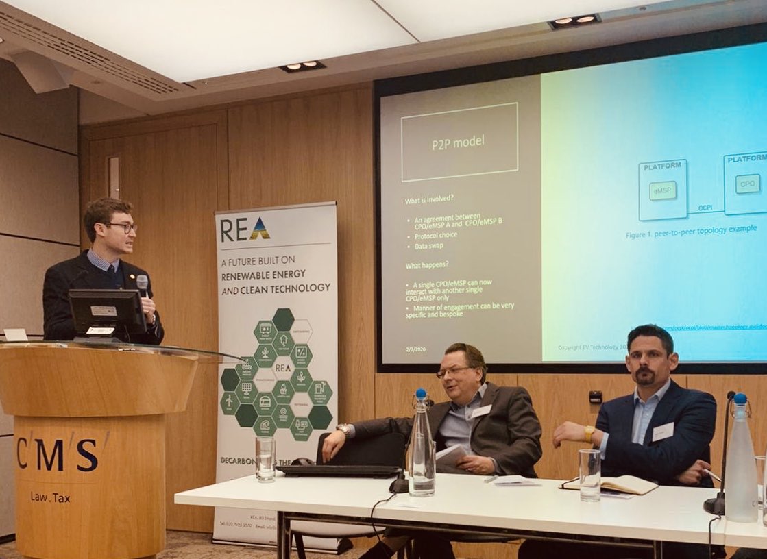 EV_TechUK's tweet image. The fabulous Charlie giving his thoughts on EV charging interoperability at the @REAssociation event this morning.  

 #RoaminginUK #EVChargingUK