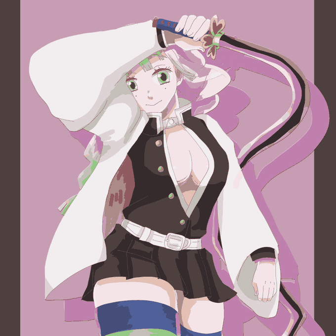 ゆず観点さんがTwitterに投稿した甘露寺蜜璃(鬼滅の刃)のイラスト。
