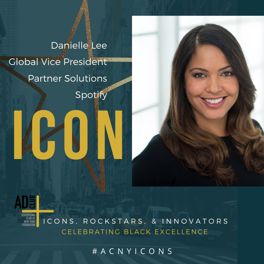 The ACNY Foundation is proud to recognize Danielle Lee,
as an Icon in “Icons, Rockstars, &amp; Innovators”! Lee is a formidable industry leader.❤️Learn how Lee amplifies women’s voices in music: bit.ly/2Sr0d0m <a href="/Spotify/">Spotify</a> @fromdaniellelee #ACNYICONS #ACNYExcellence