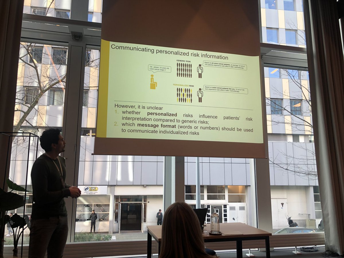 (Not) taking it personal: @ruben_vromans explains that communicating personalized side effect risks with words-only might lead to patients inaccurately interpreting their risk <a href="/etmaal2020/">Etmaal2020</a>