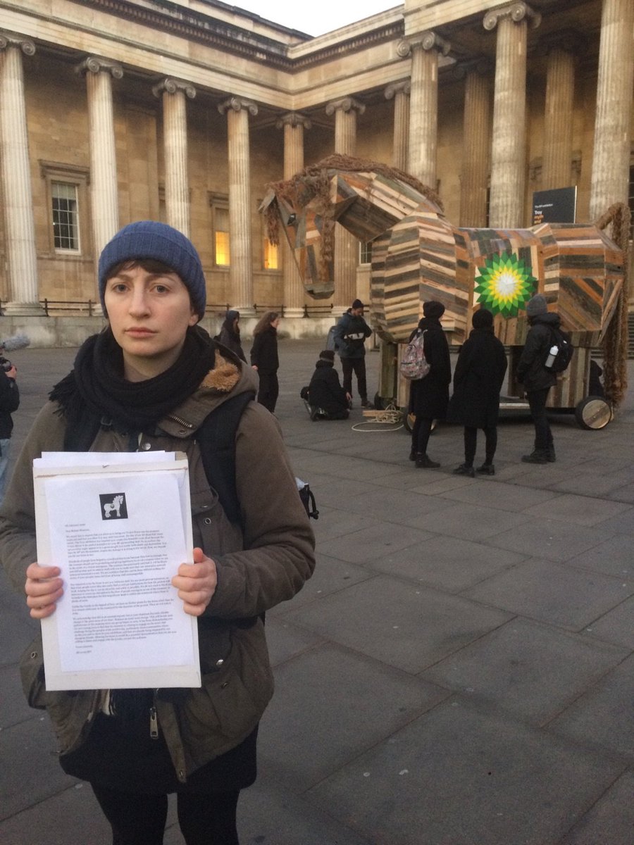 drop_BP's tweet photo. As promised, we've brought a #TrojanHorse to the @britishmuseum. Now we've issued them with a letter asking them to let the horse stay for our mass protest tomorrow - RT to show your support! #BPmustfall https://t.co/d6IsRxA9EE