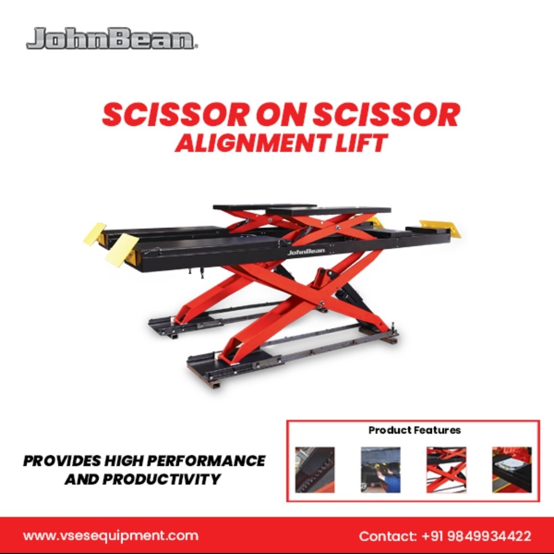 vsesindiapvtltd's tweet photo. Feel the best ever performance with JohnBean Scissor On Scissor Lift with secondary lifting performance.
Checkout more products at, https://t.co/u8GFaQQPVn
Contact: +91 9849934422
#vsesindiapvtltd #johnbean #sos #scissoronscissorlift #alignmentlift #equipment https://t.co/GAzM9ySYjN