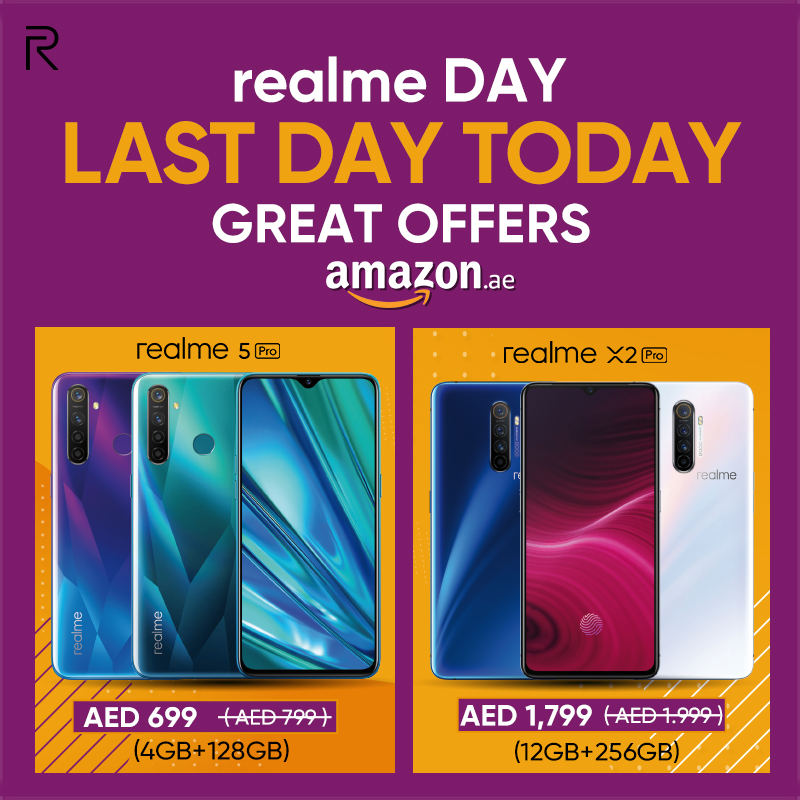 realmeArabia's tweet photo. It’s the last day… it’s the last chance….
Its realme Day Sale on amazon…..Don’t Miss it!
realme X2 Pro at AED 1799 and realme 5 Pro at 699.
https://t.co/CzOYrqnKQf
#realmearabia #realmeday #realmeX2Pro #realme5Pro #specialoffers #amazon https://t.co/L7NmaWsVju