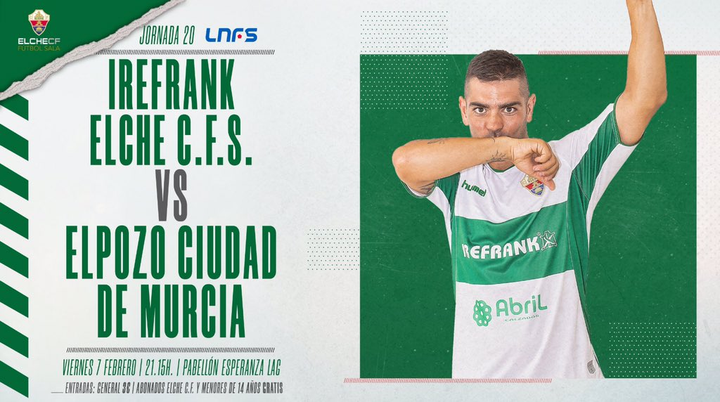 ¡Buenos días, franjiverdes! 

¡HOY ES DÍA DE PARTIDO!

#ElcheElPozoB #LNFS