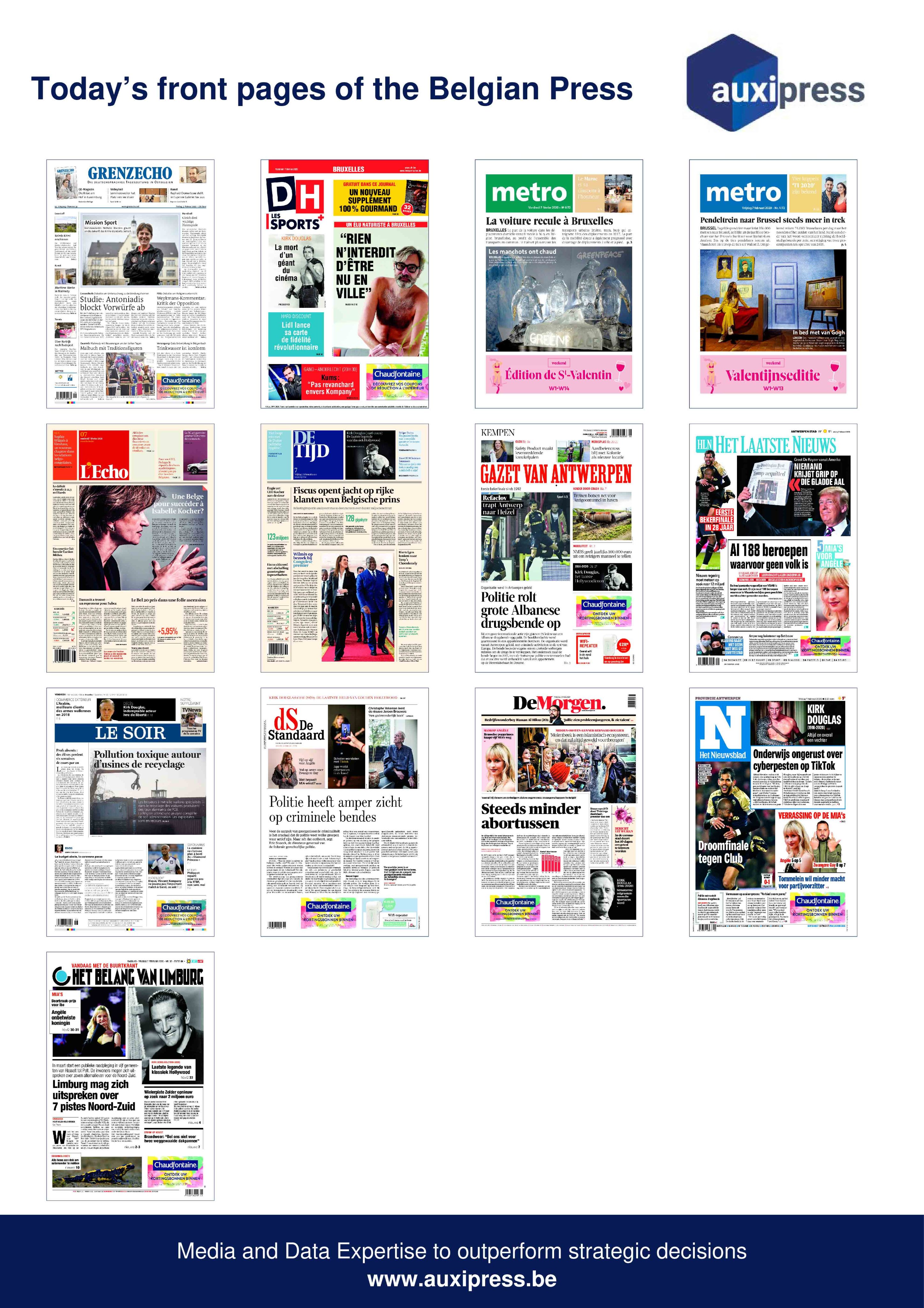 Auxipress Newsoftheday Discover Today S Front Pages Of The Belgianpress Sport Handball Kinshasa Pollution Toxique Coronavirus Anderlecht Kirkdouglas Limburg Gand Tiktok Maroc Manchots Greenpeace Molenbeek Trump