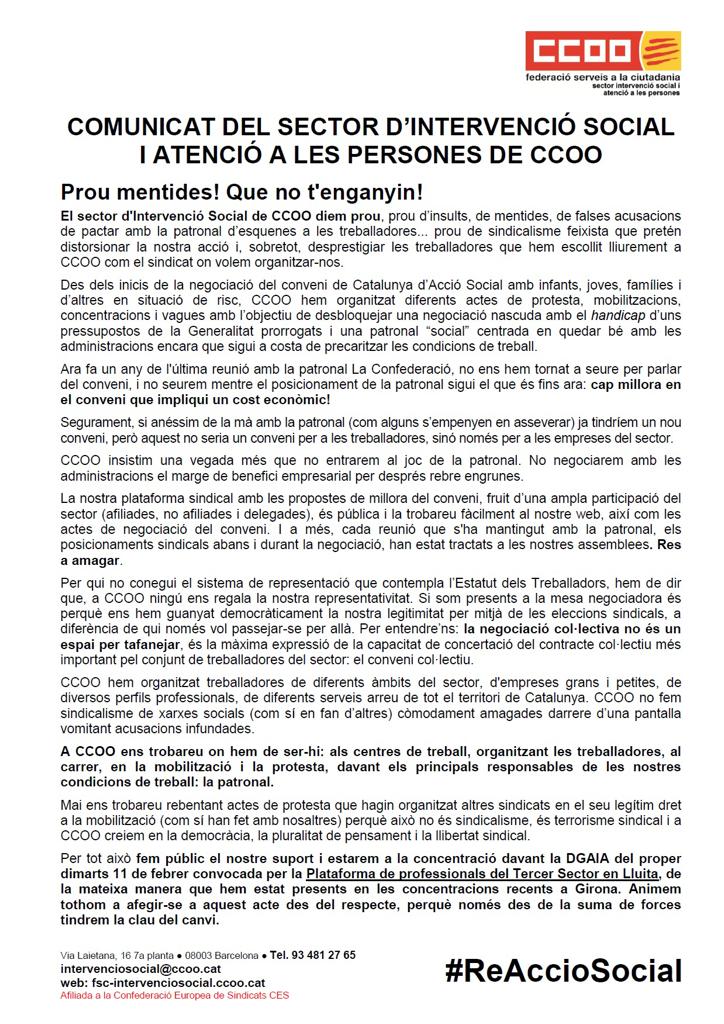 INTERVENCIOCCOO's tweet photo. Que no t'enganyin!
Dimarts 11 de febrer vine amb la samarreta taronja i alça la veu #SumantForces @PLluita
@ccoocatalunya
@ccoo_fsc_cat
#ReAccioSocial https://t.co/GpDAjNIaNr