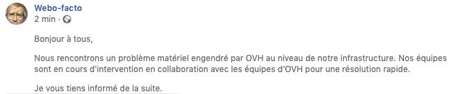 ❗Le webo-facto signale actuellement un problème. Nous vous tenons informés des évolutions.