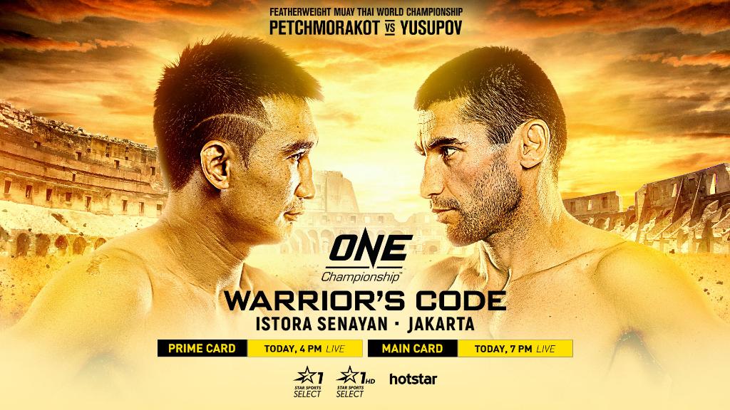 History has its 👀 on Jakarta as #ONEChampionship #WarriorsCode gets set to crown its first Featherweight Muay Thai World Champion! 
 
Don't miss this 🔥 bout, and many others:

⏳: 4 PM onwards
📺: Star Sports Select 1/Select 1HD & Hotstar