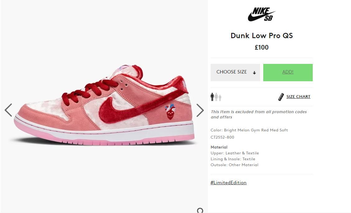 nike dunk low size guide