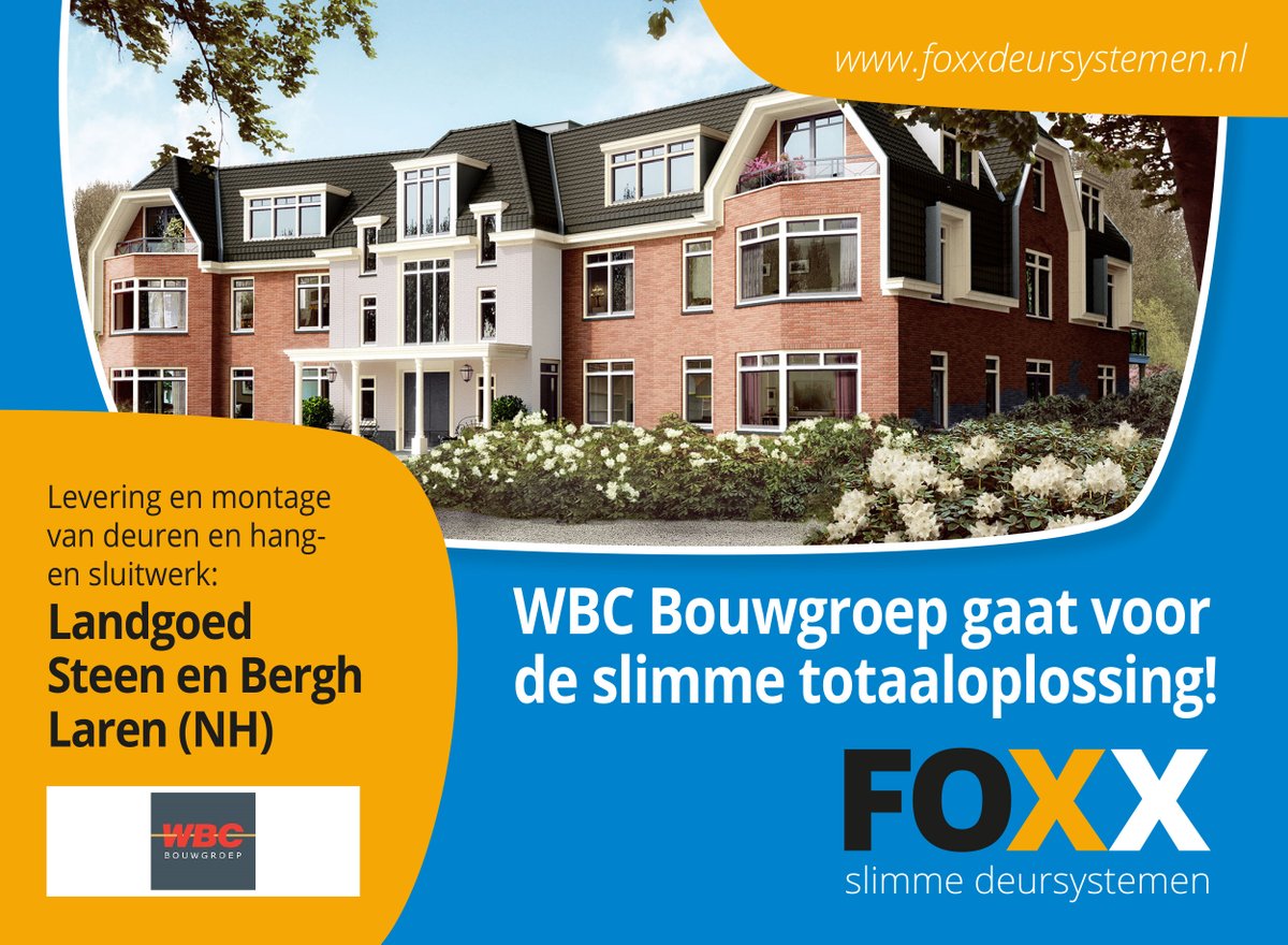 Voor het project: Nieuwbouw Landgoed Steen en Bergh in Laren (NH) ging @WBCBouwgroepBV voor de slimste oplossing: de levering en montage van deuren en hang- en sluitwerk via Foxx! #slim #deuren #hangensluitwerk