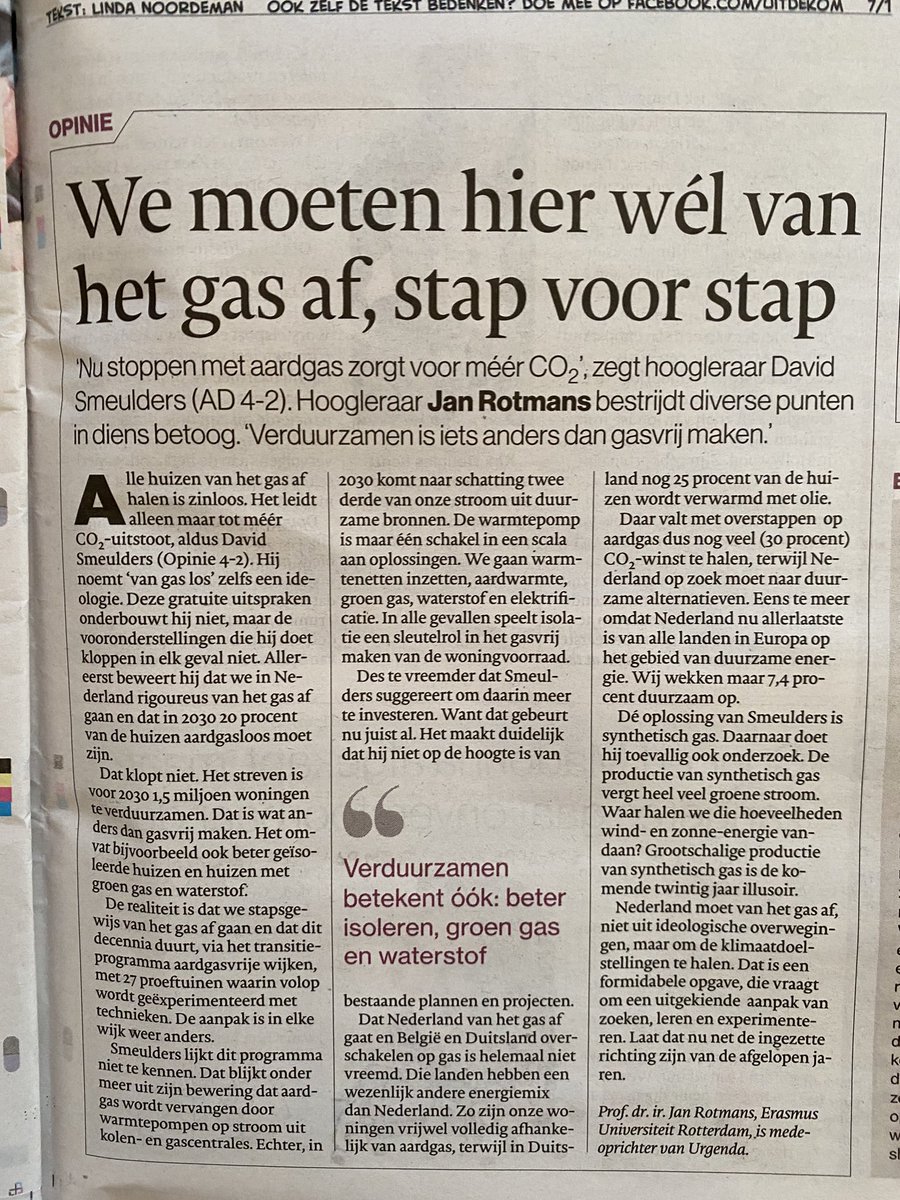 janrotmans's tweet image. Mijn reactie in AD op David Smeulders, waarom we wél van het gas af moeten, slim en stap voor stap