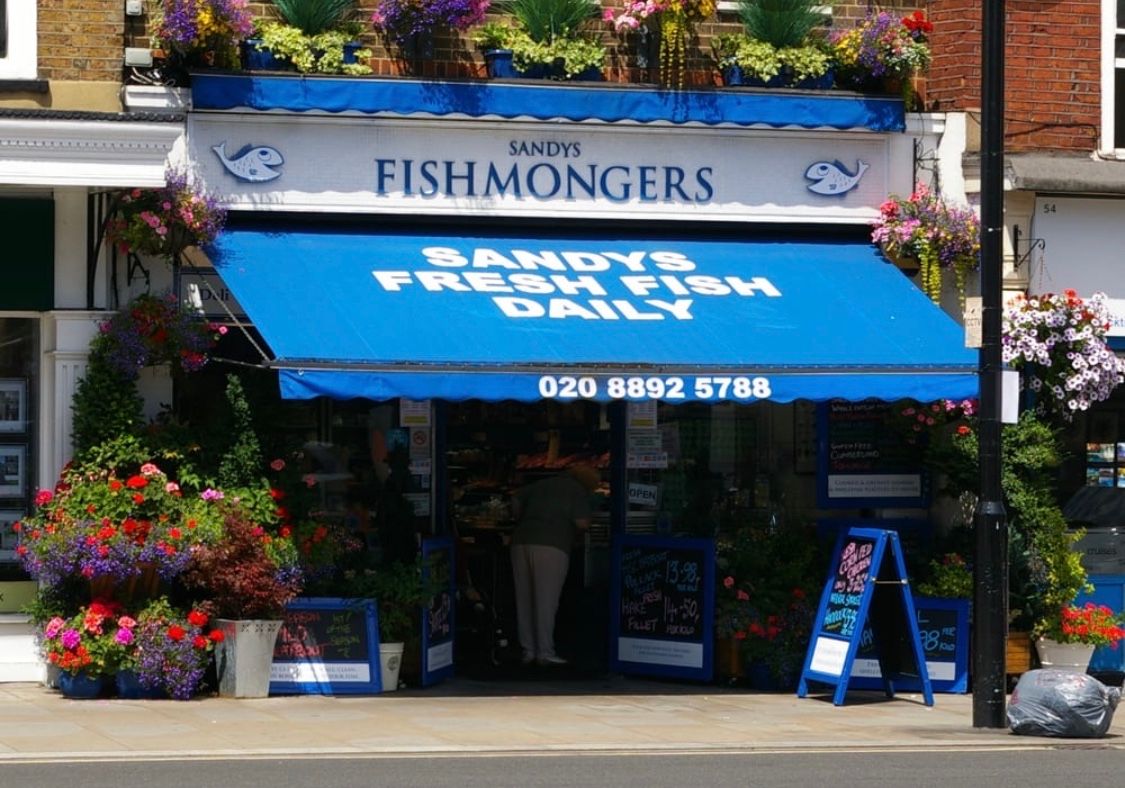 Sandy's Fishmongers shop front in Twickenham